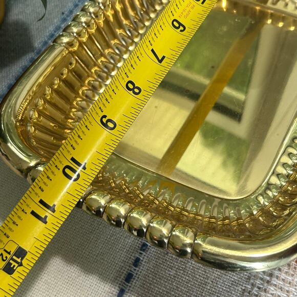 Antique Brasscrafters Sheraton Polished Brass Bowl 11x8 Decorative Tray - Picture 8 of 13
